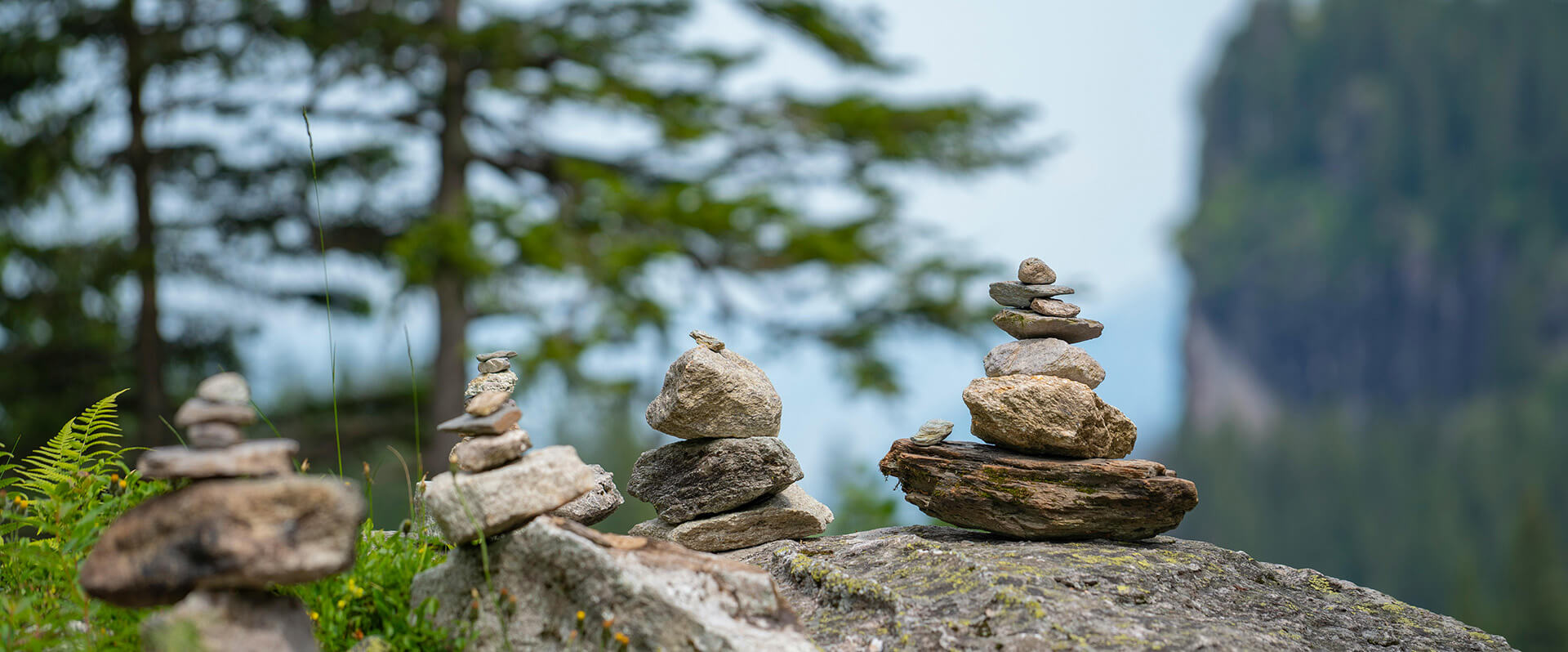 Piedras apiladas en el camino